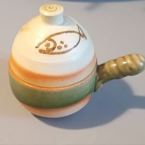 Handcrafted Japanese Pottery Teacup with Lid